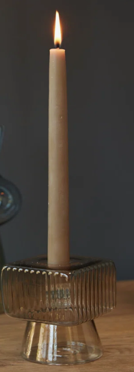 BROWN GLASS CANDLEHOLDER