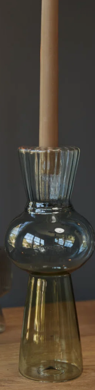 BLUE & GREEN GLASS CANDLEHOLDER