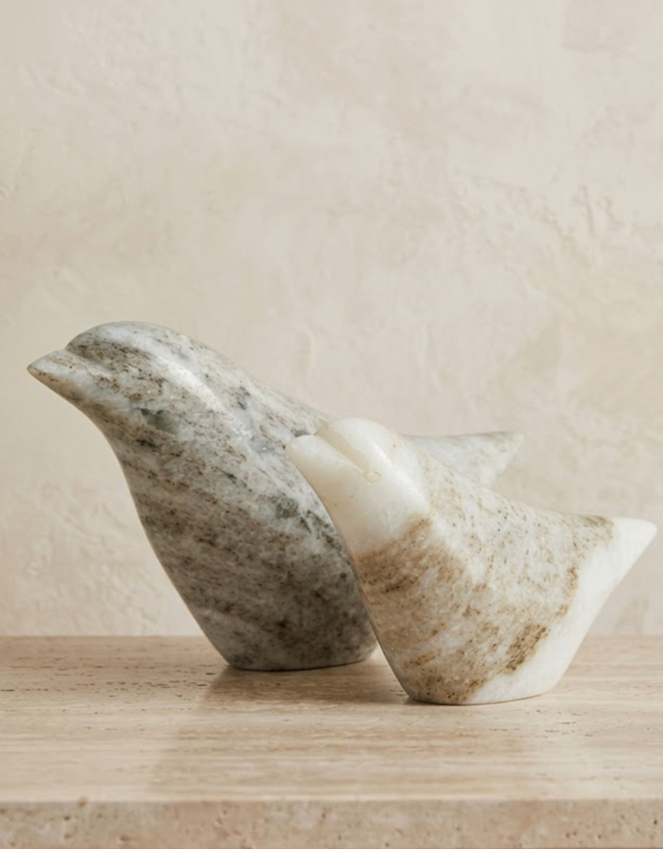 MARBLE BIRDS- SET OF 2