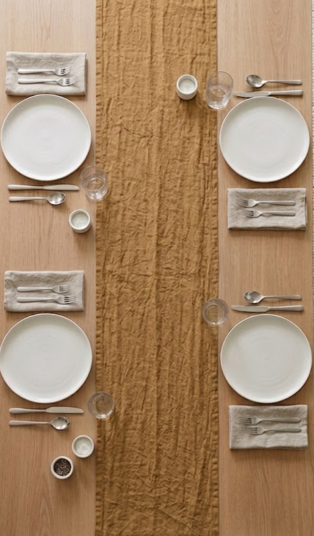 MUSTARD LINEN TABLE RUNNER - 14"W x 108"L