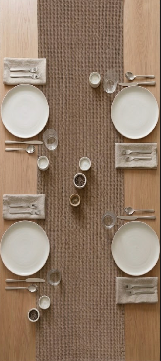 BROWN COTTON WEAVE TABLE RUNNER- 14"W x 72"L