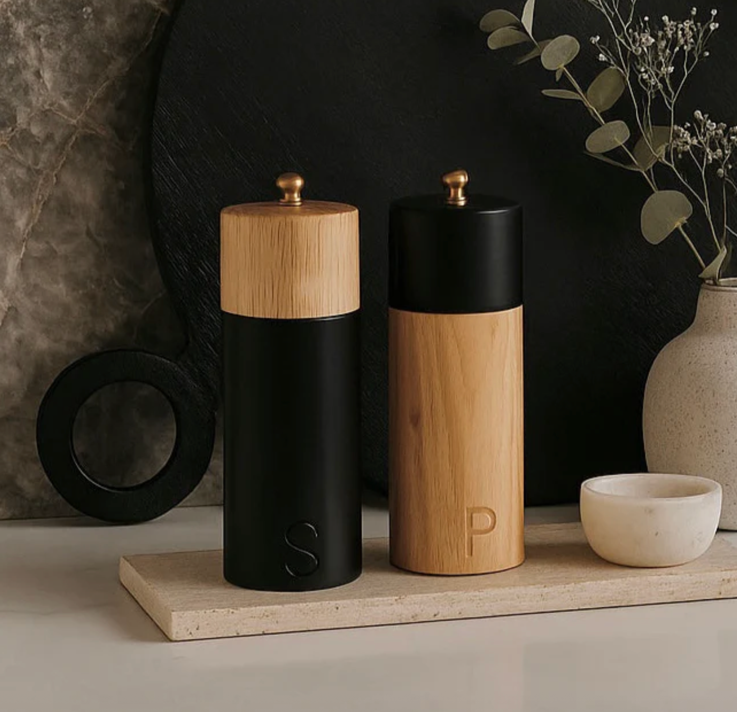 TWO TONE SALT & PEPPER MILLS