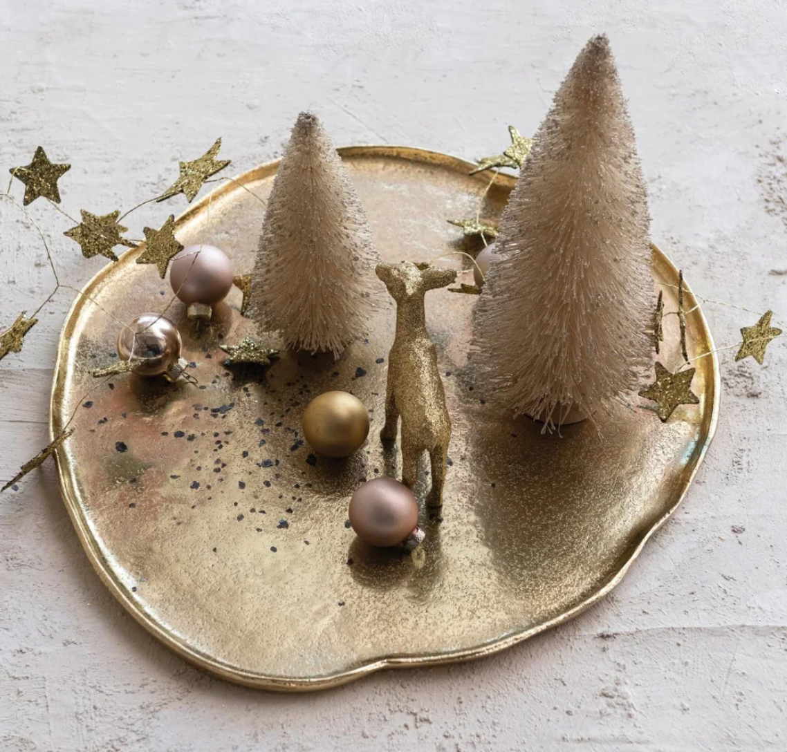 ANTIQUE BRASS ROUND TRAY