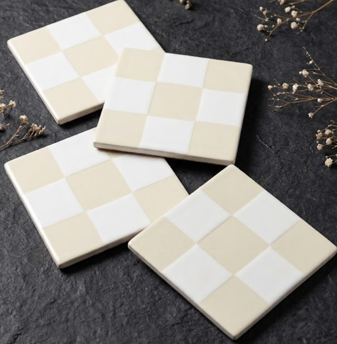 CHECKERED COASTERS - SET OF 3