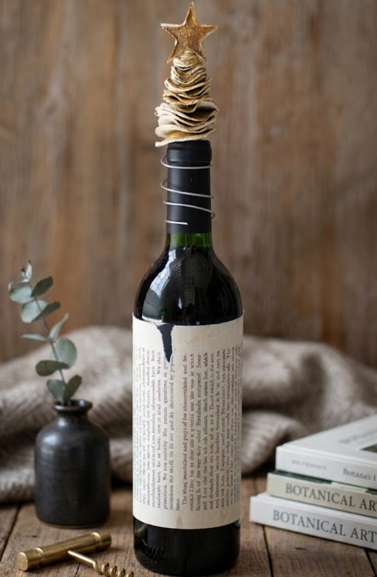 CHRISTMAS TREE WINE BOTTLE TOPPER- ORANGE PEEL
