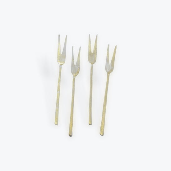 HAMMERED GOLD APPETIZER FORKS