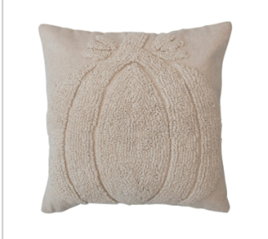 CREAM PUMPKIN PILLOW - 18" x 18"