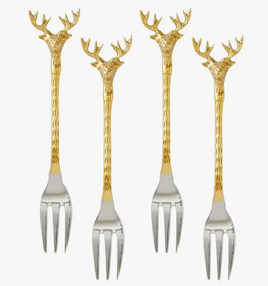 REINDEER CHARCUTERIE FORKS - SET OF 4