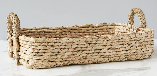 HANDWOVEN RECTANGLE TRAY W/HANDLES