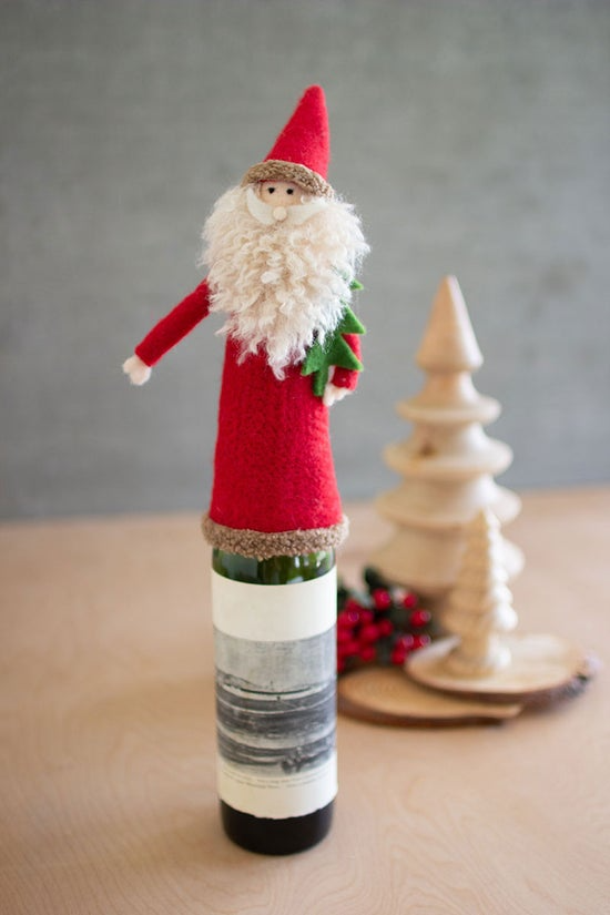SANTA WINE BOTTLE TOPPER