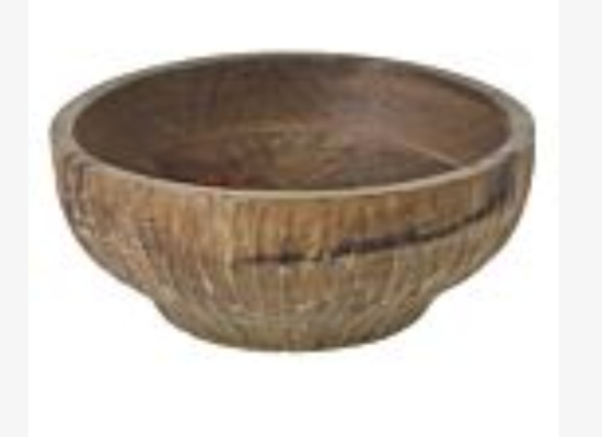WOODEN BOWL DISTRESSED - LARGE