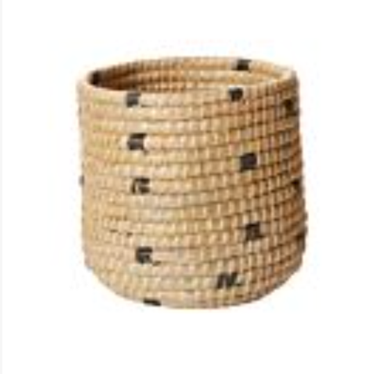 BLACK & NATURAL SPECKLED BASKET- MEDIUM