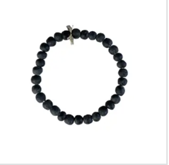 BLACK GLASS BEADS- LARGE