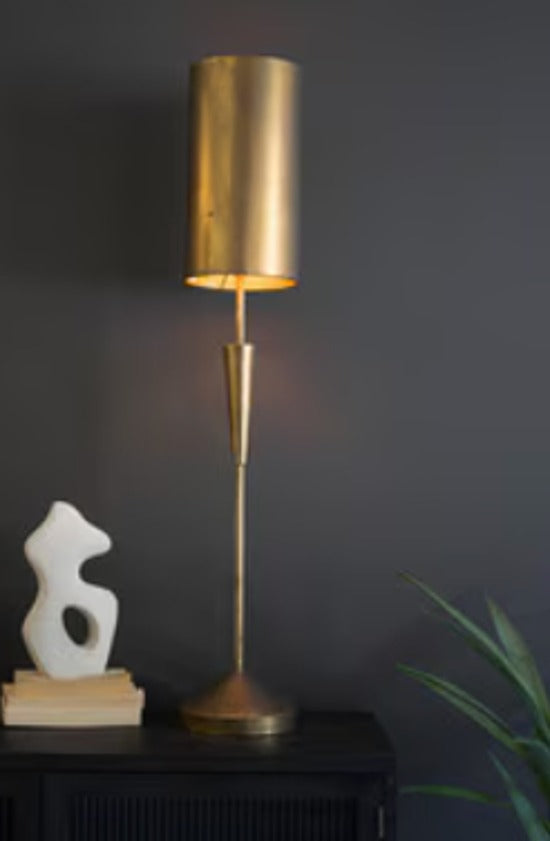 ANTIQUE BRASS TALL TABLE LAMP