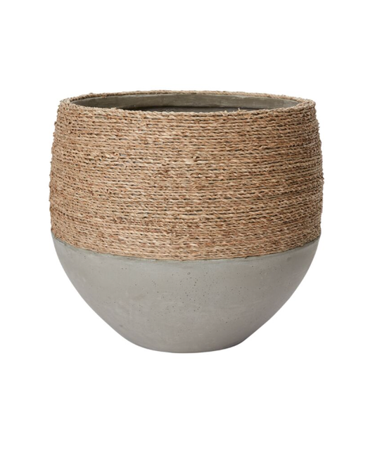 CEMENT WRAPPED RATTAN POT - LARGE
