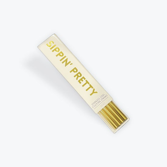 GOLD COCKTAIL STRAWS - SET OF 4