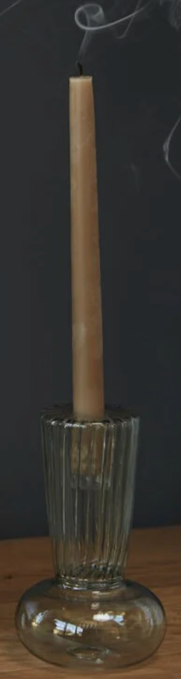 BLUE GLASS CANDLEHOLDER