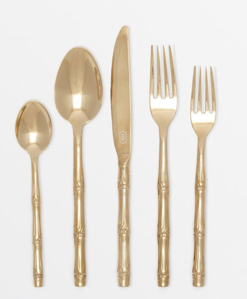 GOLD BAMBOO FLATWARE SET - 5 PIECES