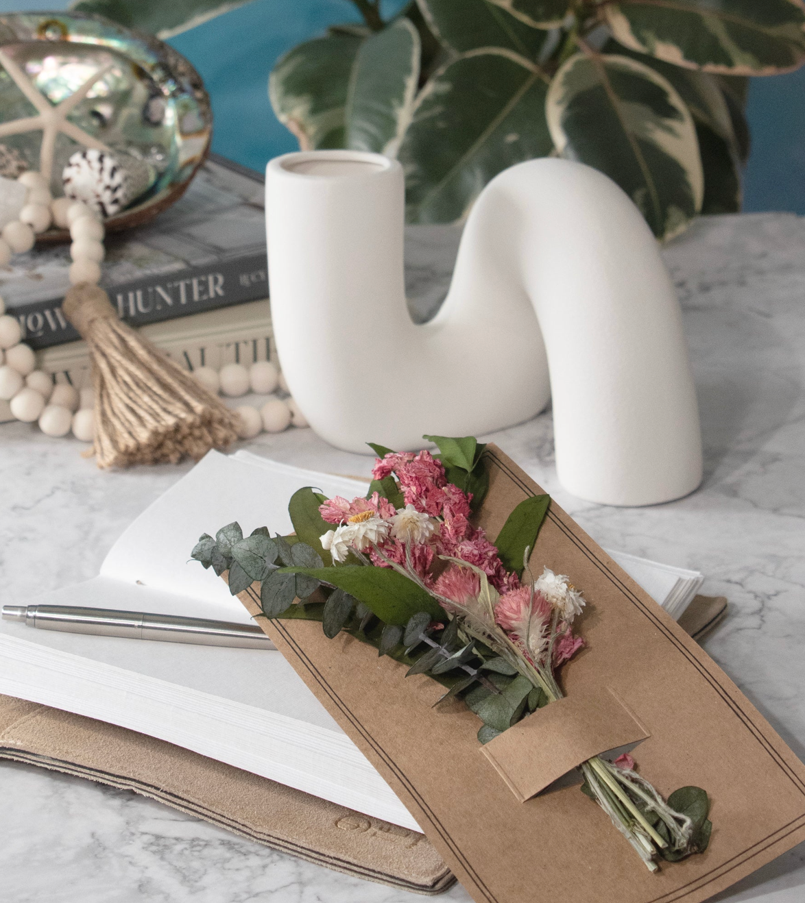 EUCALYPTUS & PINK LARKSPUR MINI BOUQUET