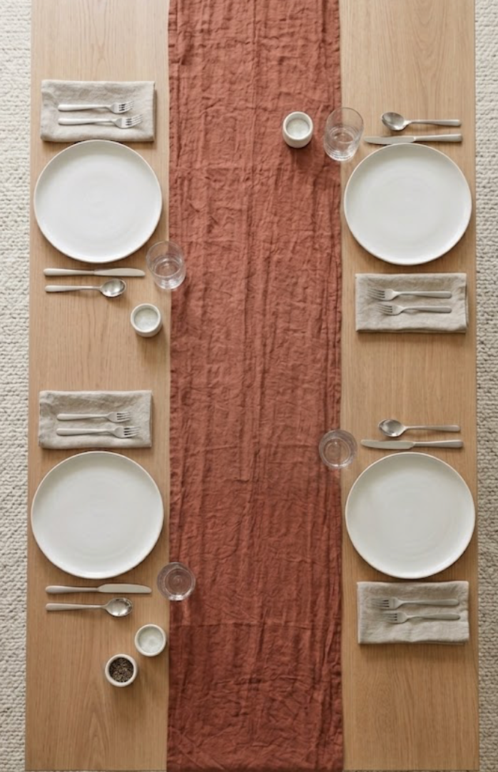 RUST LINEN TABLE RUNNER - 14"W x 108"L