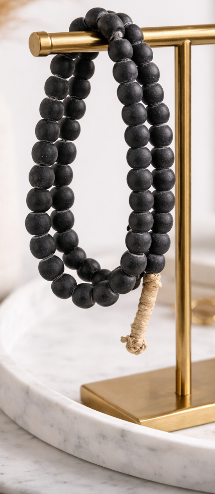 BOHO RECYCLED GLASS BEADS - BLACK