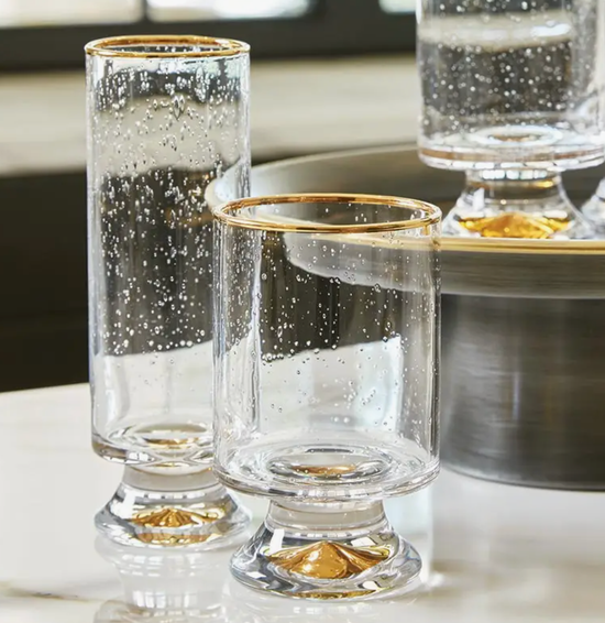 GOLD RIMMED OLD FASHIONED GLASS