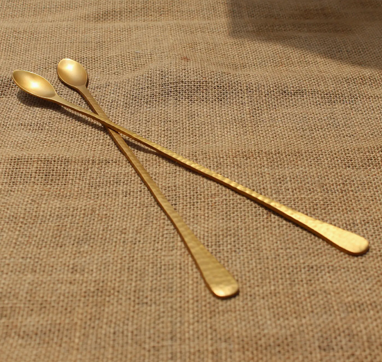 HAMMERED BRASS COCKTAIL SPOONS