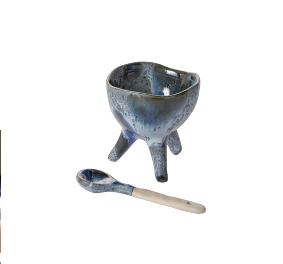 BLUE SERVING BOWL WITH SPOON - MEDIUM