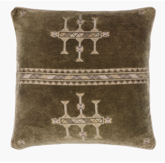 OLIVE STITCHED PILLOW - 13" x 21"