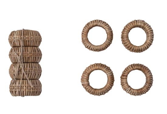 RATTAN NAPKIN RINGS - SET OF 4