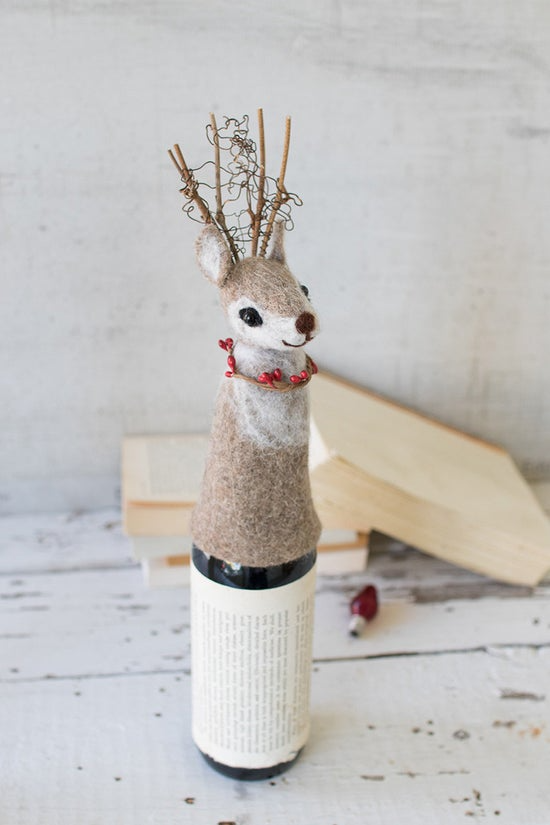 REINDEER WINE BOTTLE TOPPER