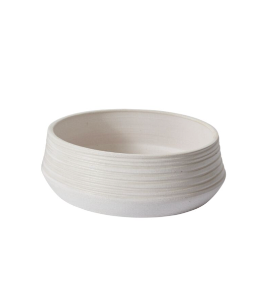 WHITE RIBBED CERAMIC BOWL