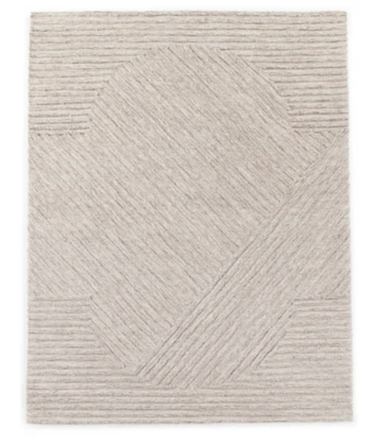 BEIGE PATTERNED WOOL RUG - 5' X 8'