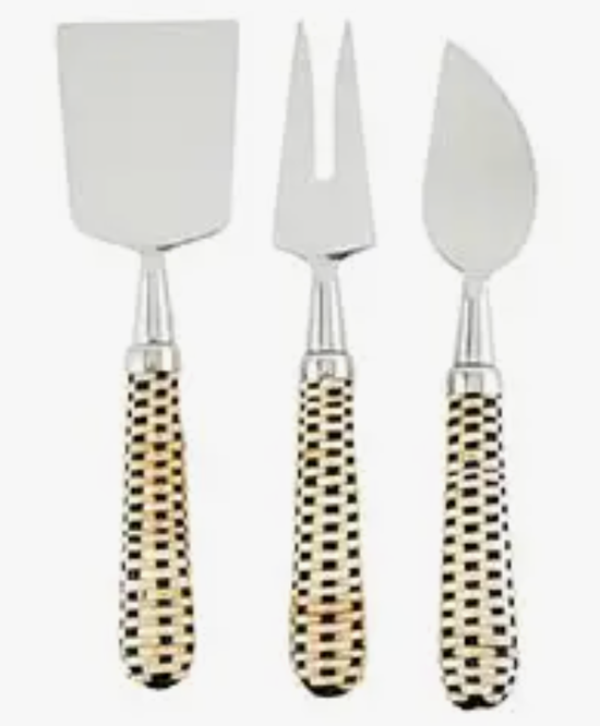 WICKER CHEESE KNIVES SET