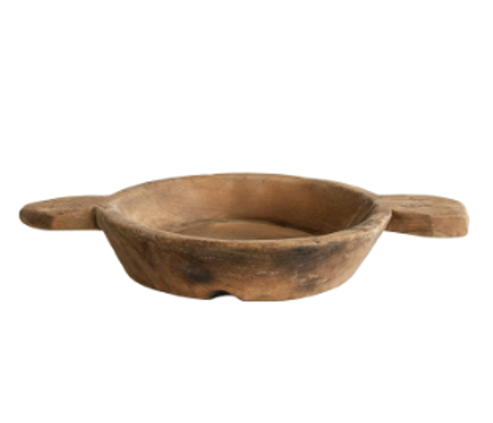 WOODEN BOWL WITH HANDLES