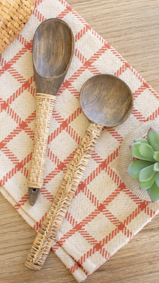 WOODEN SPOON SET WITH WOVEN HANDLES