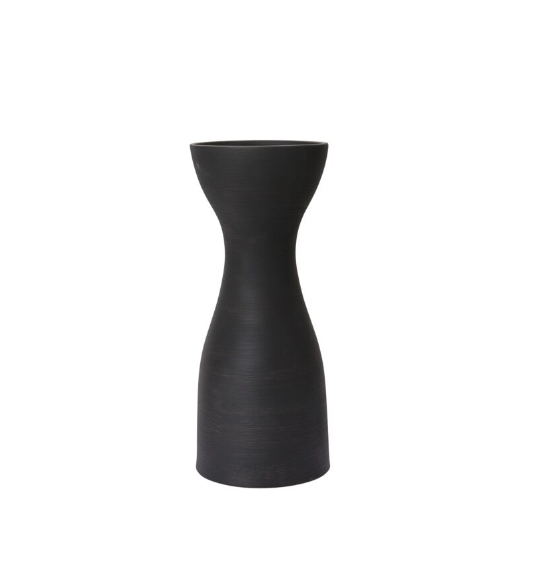 BLACK HOUR GLASS VESSEL