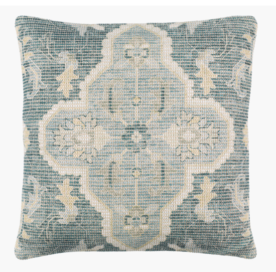 BLUE WOVEN TEXTURED PILLOW - 18" x 18"