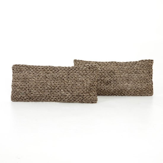BRAIDED WOOL LUMBAR PILLOW - 12" x 24"