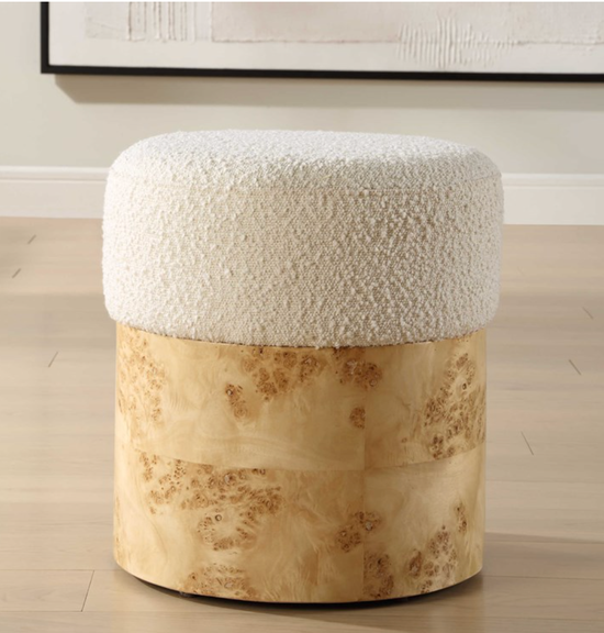 BOUCLE AND BURL STOOL