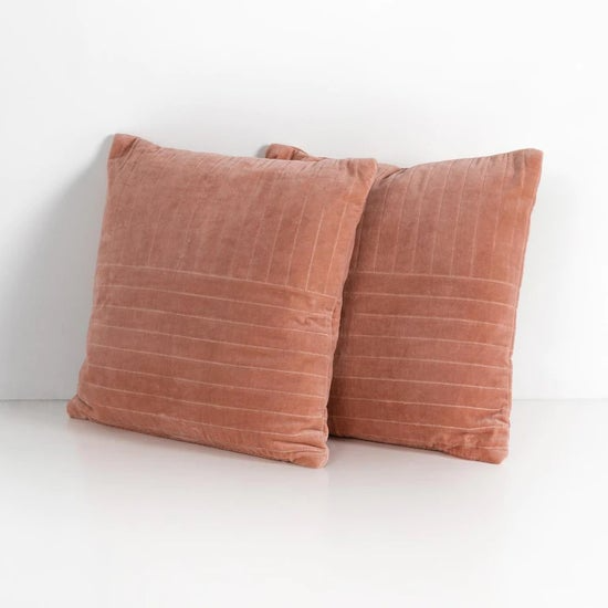 BLUSH CHANNEL TUFTED VELVET PILLOW - 16" x 16"