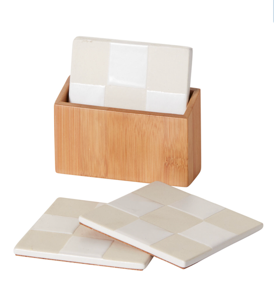 CHECKERED COASTERS - SET OF 3