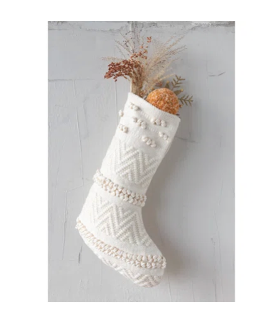 CHRISTMAS STOCKING- CREAM COTTON BLEND