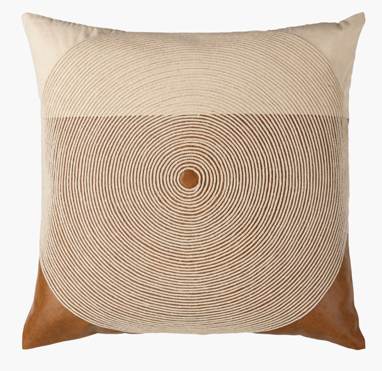 FAUX LEATHER THROW PILLOW - 20" x 20"